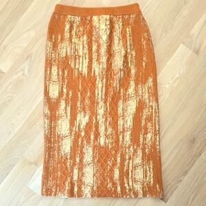 ❤️ SOLD ❤️NEW Anthropologie Gold and Orange Pencil Skirt